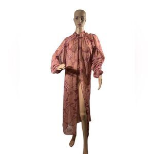 Floral Multicolor Kimono Sheer Long Open Robe Swim Cover Up Women’s Size Xs/S